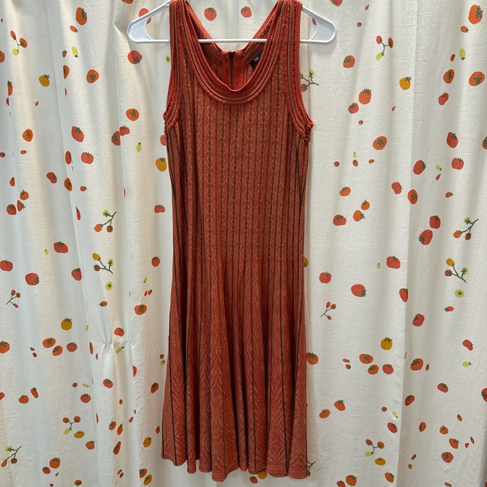 Textured orange midi dress